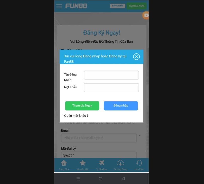 Cách đăng nhập nhanh Fun88 trên điện thoại
