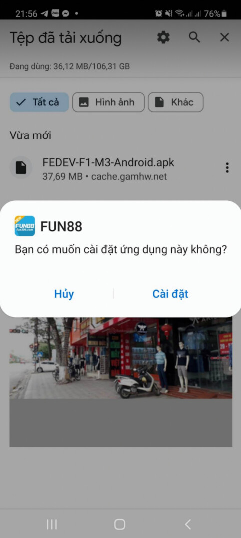 Bấm chọn mở để trải nghiệm các trò chơi trên app Fun88 